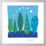 El árbol sale del poster de la paz
