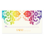 El arco iris colorea la tarjeta del lugar del boda tarjeta personal