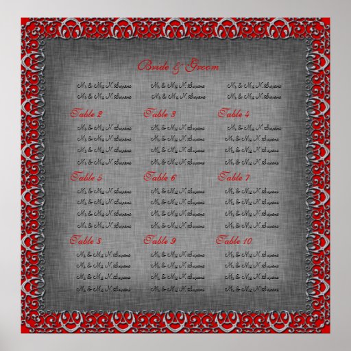 El asiento rojo de plata del boda traza la fronter poster
