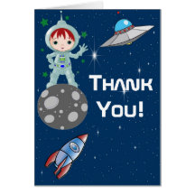 El astronauta del muchacho del Redhead le agradece