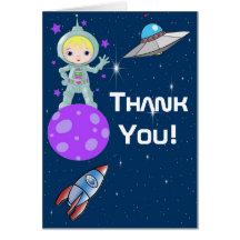 El astronauta rubio del chica le agradece tarjeta 