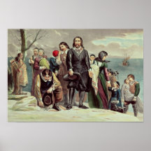 El aterrizaje de los peregrinos en Plymouth Poster