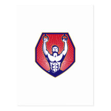El atleta del entrenamiento de Crossfit suena retr Tarjetas Postales