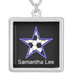 el azul de la estrella de fútbol personaliza añade colgante personalizado