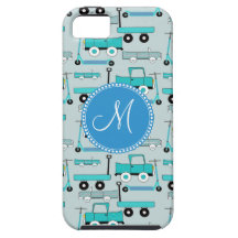 El azul del monograma rueda los camiones de los ca iPhone 5 Case-Mate funda