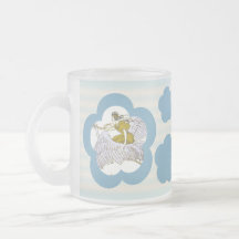 El azul florece el &amp; Rayas Taza