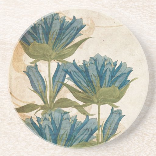 El azul florece el boda del vintage posavasos personalizados