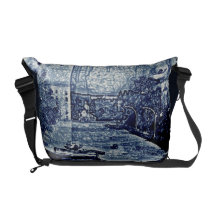 El azul graba en relieve la bolsa de mensajero de  bolsas messenger