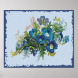 El azul hermoso florece el poster