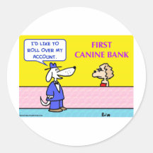 el banco canino rueda encima el perro de la cuenta etiqueta redonda