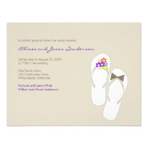 el banquete de boda púrpura de los flips-flopes de invitación personalizada