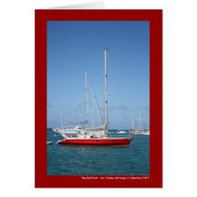El barco rojo tarjetas
