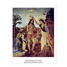 El bautismo de Cristo de Andrea del Verrocchio Postales