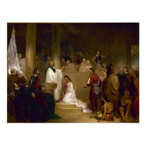 El bautismo de Pocahontas del buhonero de Juan Gad Tarjeta Postal