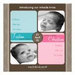 EL BEBÉ DE LOS GEMELOS LE AGRADECE:: 1SQ acariciad Invitaciones Personalizada