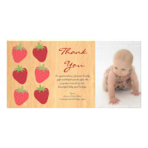 El bebé rojo de las fresas le agradece tarjeta de  tarjeta fotografica personalizada