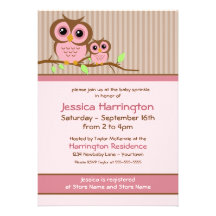 El bebé rosado de Owly asperja invitaciones Invitacion Personal