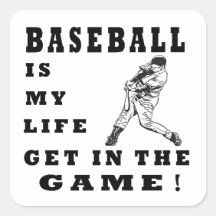 El béisbol es mi vida calcomanía cuadrada