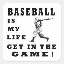 El béisbol es mi vida calcomanía cuadradase