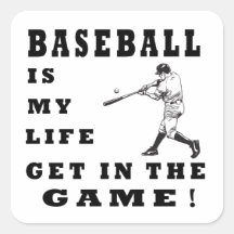 El béisbol es mi vida calcomanías cuadradass personalizadas