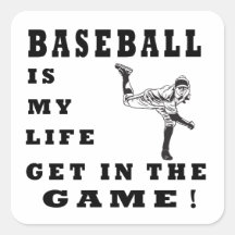 El béisbol es mi vida pegatinas cuadradas personalizadas