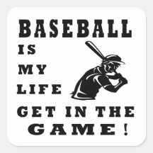 El béisbol es mi vida calcomania cuadrada personalizada