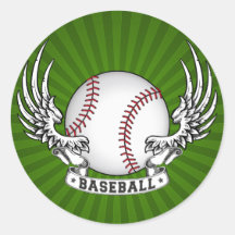 El béisbol se va volando al pegatina