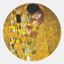 El beso de Gustavo Klimt Etiqueta Redonda