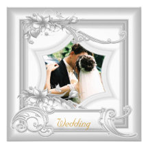El blanco floral del boda elegante invita comunicados