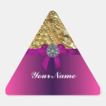 El bling y magenta del oro calcomanías triangulos