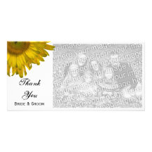 El boda amarillo del girasol le agradece tarjeta d tarjeta fotografica  