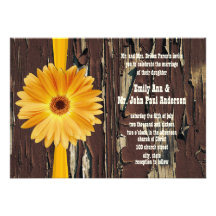 El boda amarillo-naranja de la margarita de Gerber Invitación