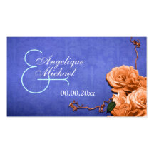 El boda anaranjado azul le agradece plano tarjeta de negocio
