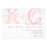 El boda antiguo rosado del monograma del grunge de invitacion personalizada