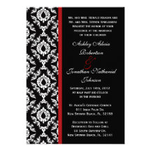 El boda blanco y negro del damasco invita anuncios personalizados