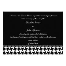 el boda blanco y negro del houndstooth invita invitación