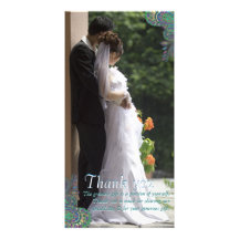 El boda de Paisley del pavo real le agradece las t Tarjetas Con Fotos Personalizadas