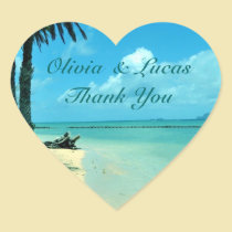 El boda de playa azul de Hawaii le agradece pegatinas