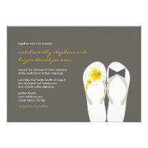 El boda del verano de los flips-flopes del hibisco comunicado personalizado