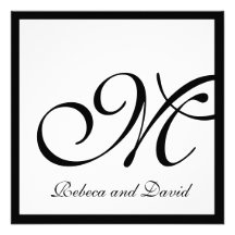El boda elegante blanco del monograma invita comunicado