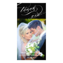 El boda elegante personalizado de la escritura le  tarjetas fotograficas 