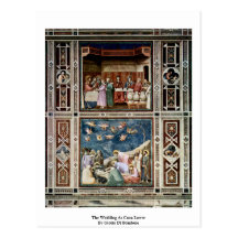 El boda en Cana baja por Giotto Di Bondone Tarjeta Postal