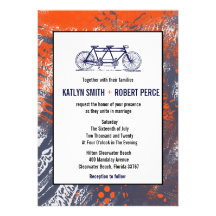El boda en tándem de la bicicleta del artista retr invitación