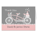 El boda en tándem de la bicicleta le agradece card tarjeta