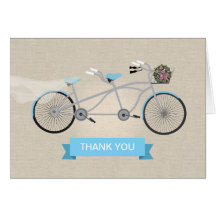 El boda en tándem de la bicicleta le agradece tarjetón