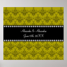 El boda favorece a mostaza el damasco amarillo posters