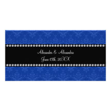 El boda favorece el damasco azul tarjetas personales