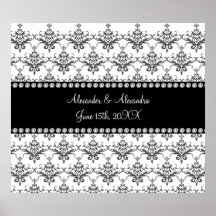 El boda favorece el damasco blanco poster