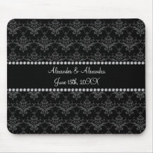 El boda favorece el damasco negro alfombrillas de raton