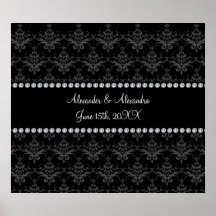 El boda favorece el damasco negro impresiones